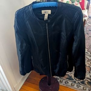 Faux Black Leather Jacket XL (Stretchy panels on sides and underarms)